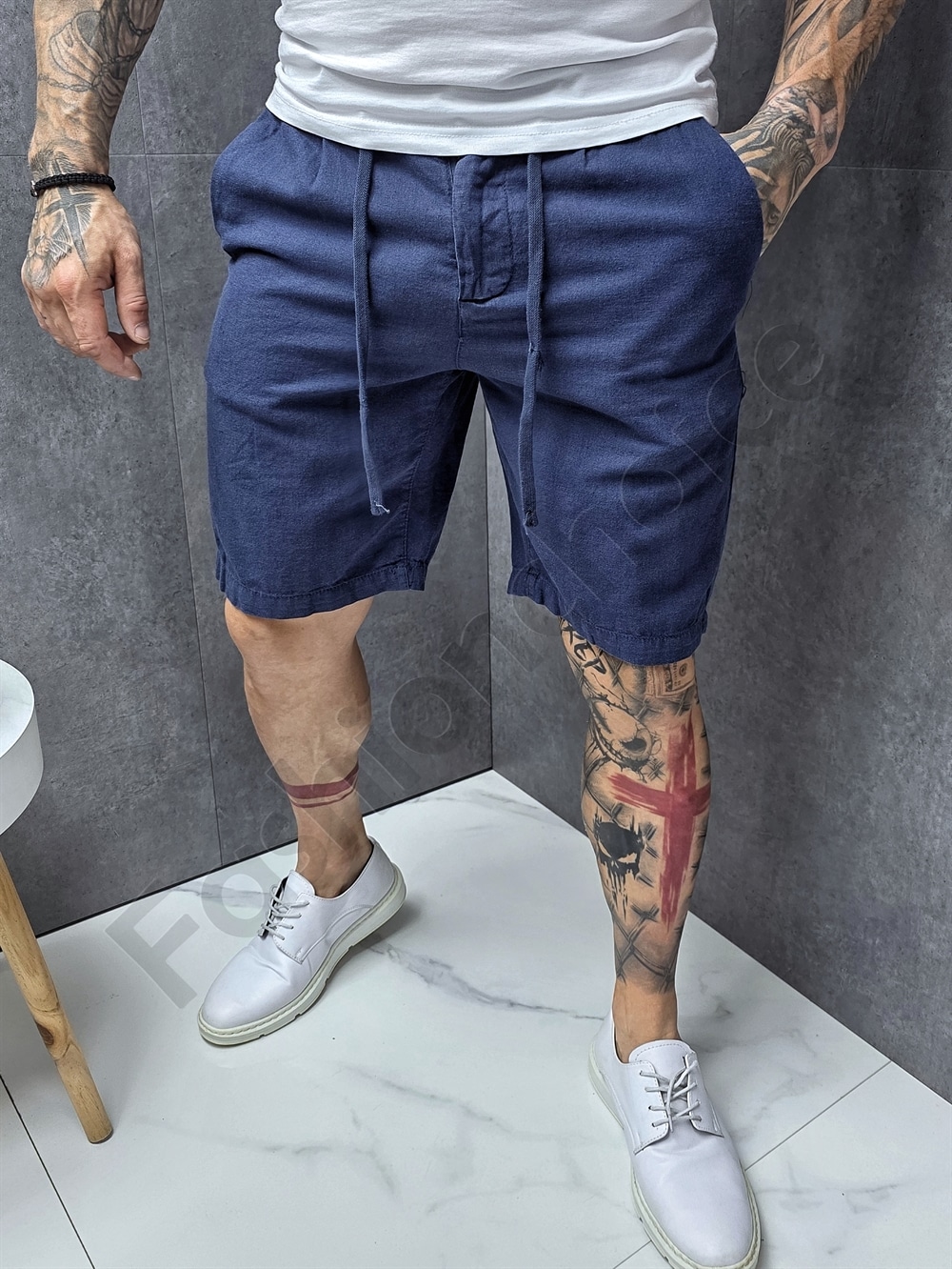 Pantalon scurt sport-elegant pentru barbati din In-albastru inchis cod 903-2