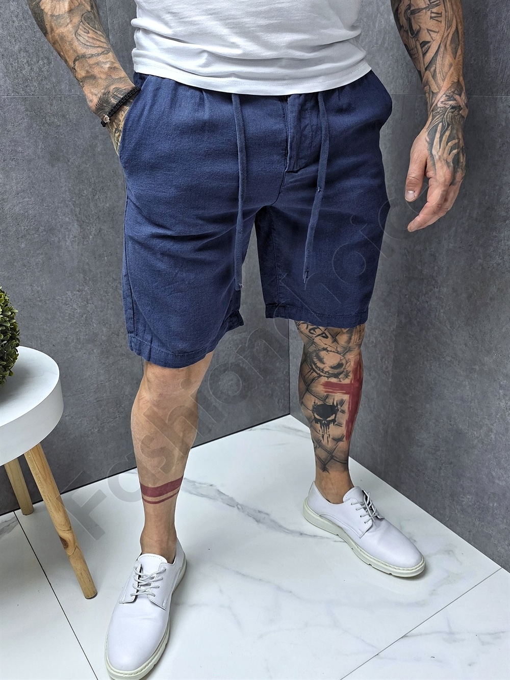 Pantalon scurt sport-elegant pentru barbati din In-albastru inchis cod 903-2