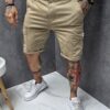 Pantaloni scurti de vara pentru barbati cu buzunare cargo-camel cod 615-1