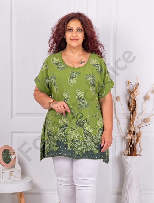 Tunica maxi pentru vara cu motive multicolor-masliniu cod 25А5-3