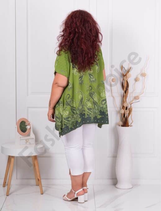 Tunica maxi pentru vara cu motive multicolor-masliniu cod 25А5-3