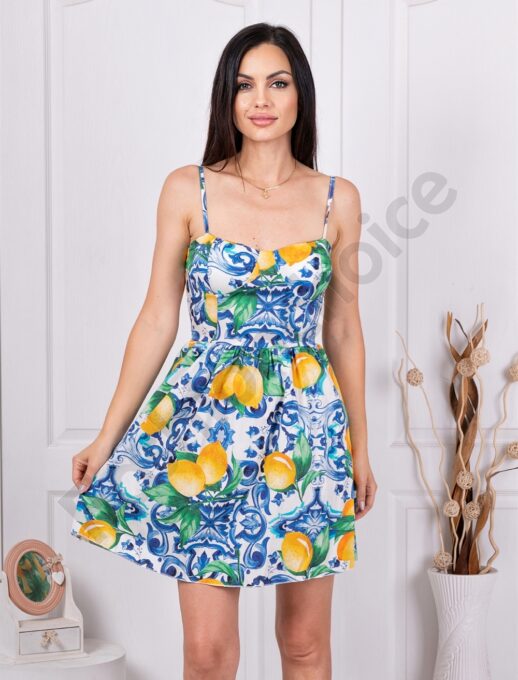 Rochie de dama scurta cu imprimeu Baroc si lamai cod 26823