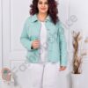 Geaca maxi din denim de vara cu brosa-menta cod 8967