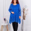 Tunica asimetrica maxi din dantela elastica-albastru regal cod 251323-3