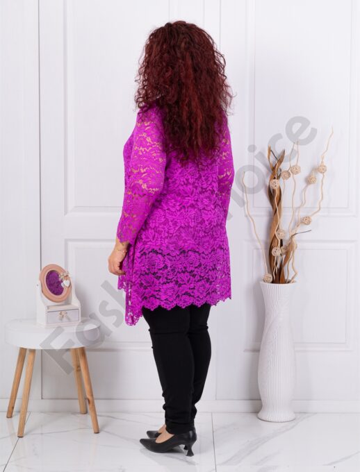 Tunica asimetrica maxi din dantela elastica-magenta cod 251323-4