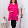 Tunica asimetrica maxi din dantela elastica-fucsia cod 251323-6