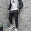 Compleu sport pentru barbati in trei culori cu gluga-negru cod 722