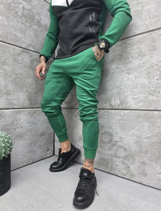 Compleu sport pentru barbati in trei culori cu gluga-verde cod 722-1