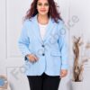 Sacou maxi elegant cu rever si doi nasturi-albastru deschis cod 2609-11