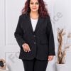 Sacou maxi elegant cu rever si doi nasturi-negru cod 2609