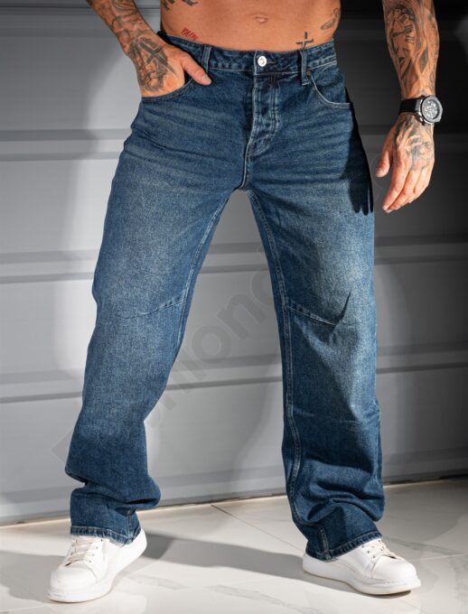 Blugi Baggy style pentru barbati cu efect usor prespalat cod 7217