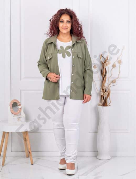 Set maxi din doua piese bluza si sacou sport-kaki cod 2523013-7