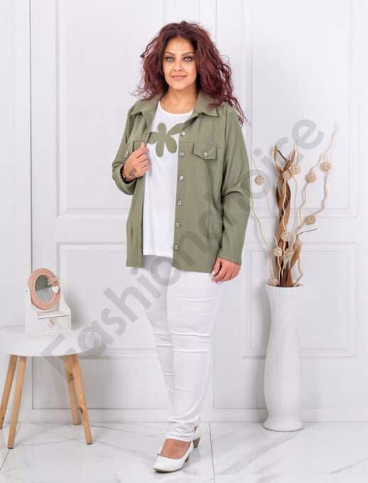 Set maxi din doua piese bluza si sacou sport-kaki cod 2523013-7