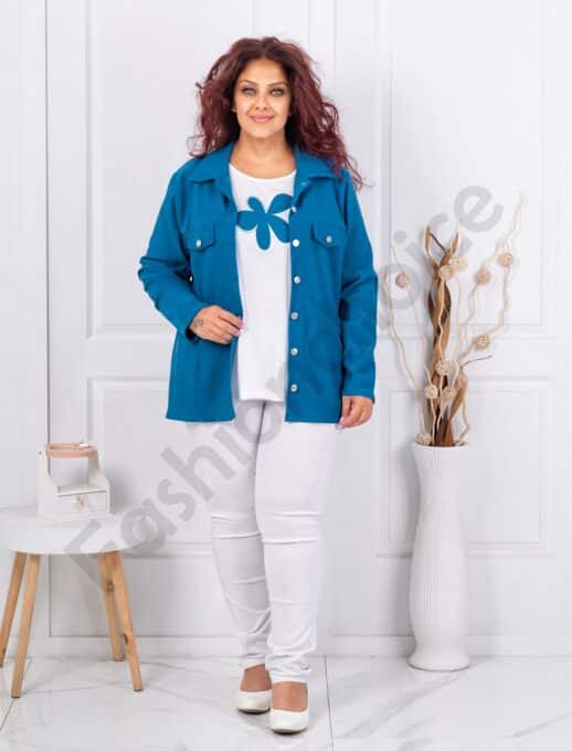 Set maxi din doua piese bluza si sacou sport-petrol cod 2523013-8