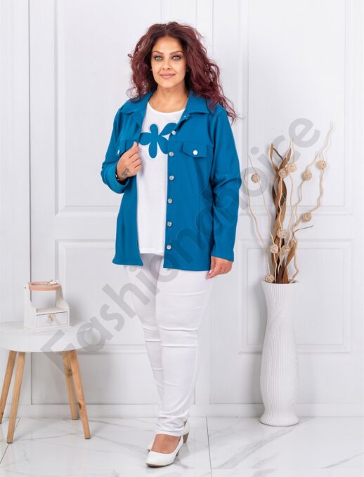 Set maxi din doua piese bluza si sacou sport-petrol cod 2523013-8