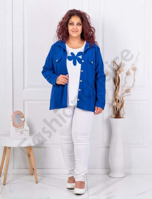 Set maxi din doua piese bluza si sacou sport-albastru regal cod 2523013-12