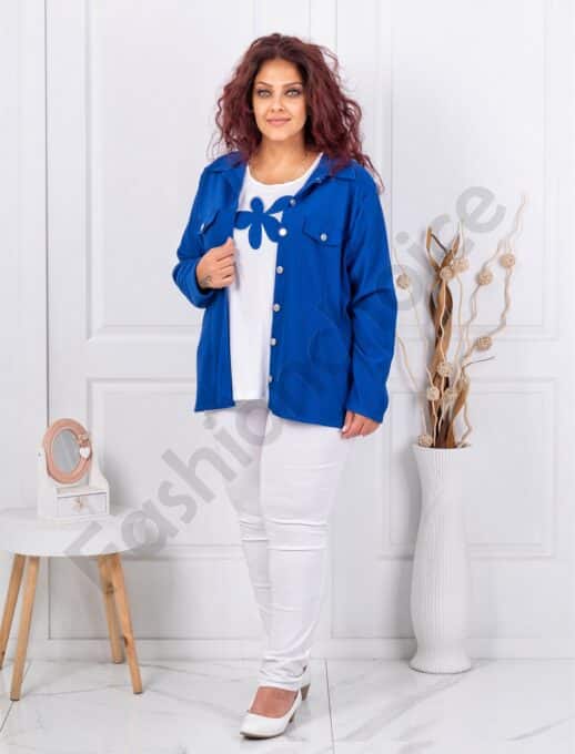 Set maxi din doua piese bluza si sacou sport-albastru regal cod 2523013-12
