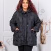 Geaca maxi cu inimi brodate si litere-gluga neagra cod 63001