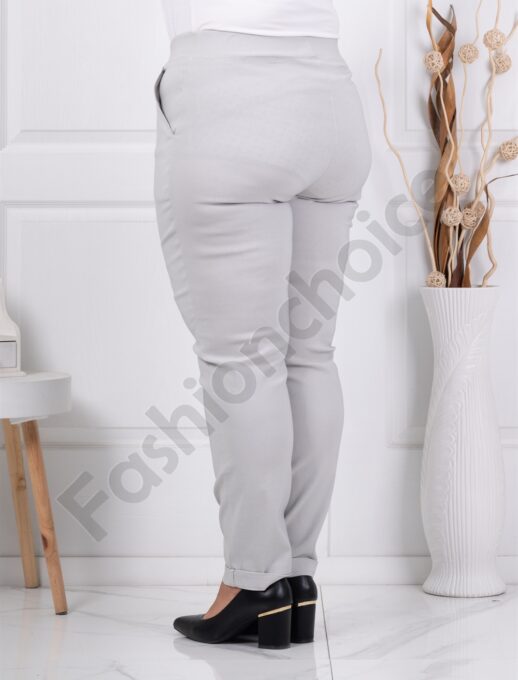 Pantalon elegant maxi cu efect Push Up-gri deschis cod 24348-20