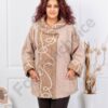 Palton maxi elegant din bucle cu broderie-bej cod 251114-3