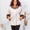 Palton maxi elegant din casmir cu accent leopard-sampanie cod 251113-1