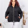 Jacheta maxi de dama cu broderie si gluga-negru cod 5062