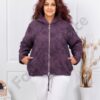 Jacheta maxi de dama cu broderie si gluga-mov cod 5062-2