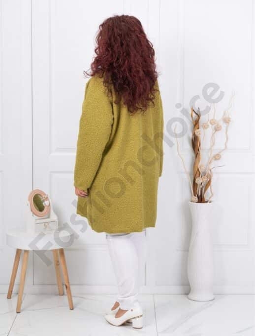 Palton maxi elegant din bucle-masliniu cod 1748-10