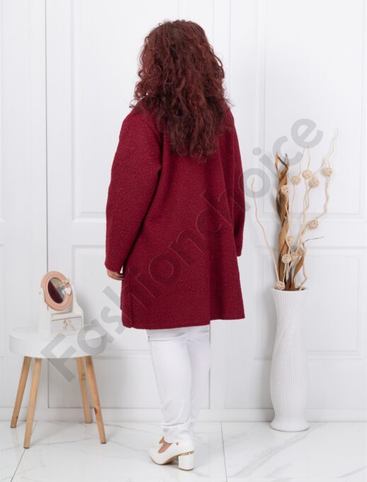 Palton maxi elegant din bucle-bordo cod 1748-14