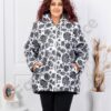 Geaca maxi groasa din fas cu gluga si imprimeu frunze cod 63123