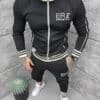 Compleu sport pentru barbati din material in relief si broderie-negru cod 5122
