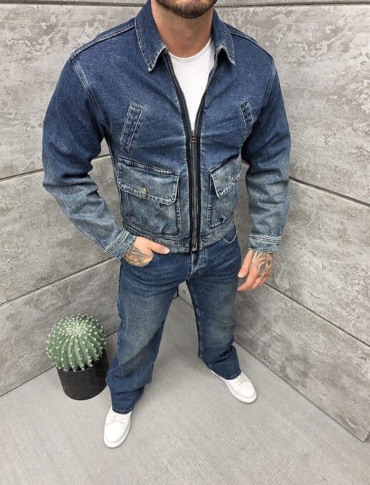 Compleu din denim cu efect ombre si blugi Baggy style cod C62-7217