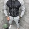 Compleu sport in combinatie cu fas si inscriptie brodata-gri cod 1142-1