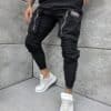 Pantalon pentru barbati din fas cu buzunare cargo in fata New York-negru cod 5565