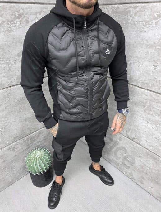 Compleu sport in combinatie cu fas in fata si spate-negru cod 1146