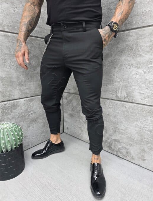 Pantalon oficial pentru barbati cu fermoar la vitel-negru cod 2450