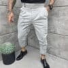 Pantalon elegant pentru barbati cu inchidere dubla-gri deschis melanj cod 2449-3