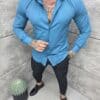 Camasa pentru barbati cu lycra si guler clasic/S-6XL/-petrol cod 2451-3