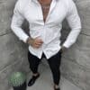Camasa pentru barbati cu lycra si guler clasic/S-6XL/-alb cod 2451-1