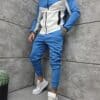 Compleu sport pentru barbati in doua culori cu gluga-albastru cod 739-2