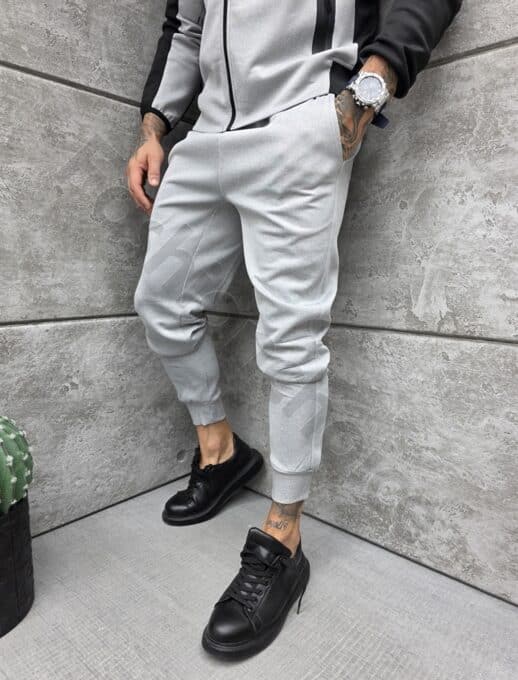 Compleu sport pentru barbati in doua culori cu gluga-gri cod 739-3