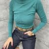 Bluza de dama din tricotaj finut cu guler la baza gatului-menta cod 5119X4