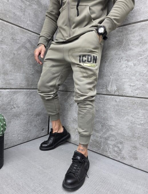 Compleu gros pentru barbati cu gluga si imprimeu-kaki cod 5728-1