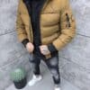 Geaca barbati bomber pentru iarna cu blana eco pe gluga-camel cod 8438-1