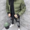 Geaca barbati bomber pentru iarna cu blana eco pe gluga-kaki cod 8438-2