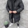 Geaca lunga pentru iarna cu guler inalt si gluga cod 1339
