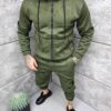 Compleu gros pentru barbati cu gluga si broderie-verde cod 5355-2