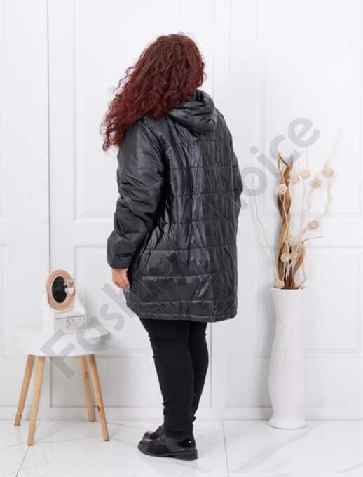 Geaca maxi impregnat pentru iarna cu gluga si capse decorativi cod 61906
