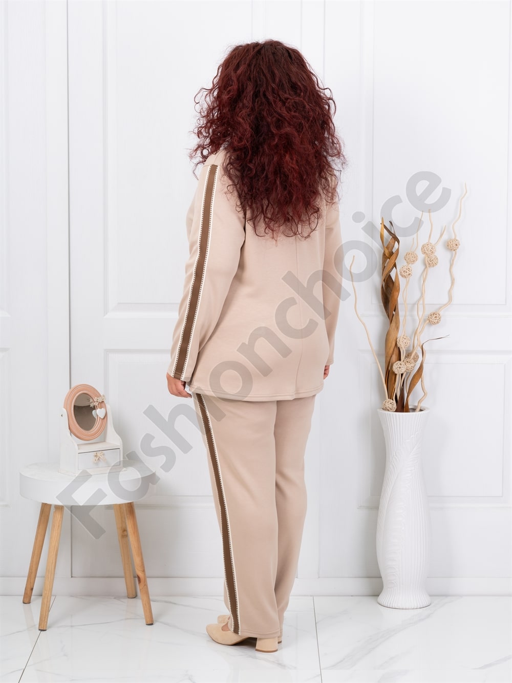 Compleu maxi sport-elegant din doua piese blazer si pantalon-capucino cod 1467-1