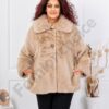 Palton maxi din blana eco cu guler cochet-camel cod 230129-7